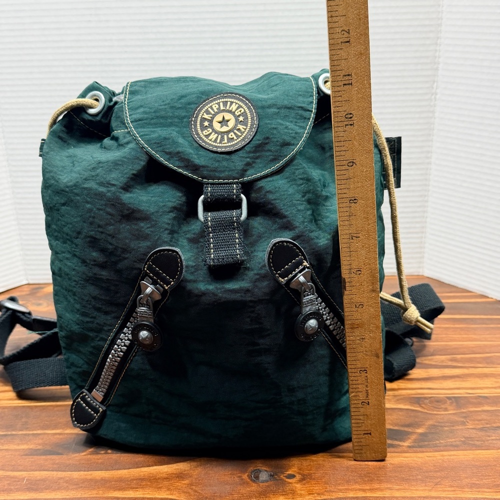 Vintage Kipling Black Nylon Drawstring Backpack Convertible Shoulder Bag EUC - Picture 14 of 15